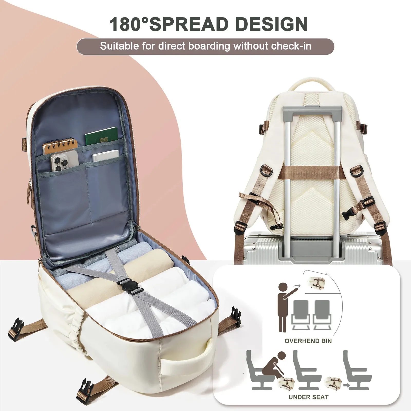 backpack for plane travel checkin coofay Women Men Airline Approved Carry On Backpack Flight Approved Waterproof Sports Luggage Backpack Casual Daypack Small Hiking Backpack One front pocket Ryanair Flight Ryanair 10kg Bag