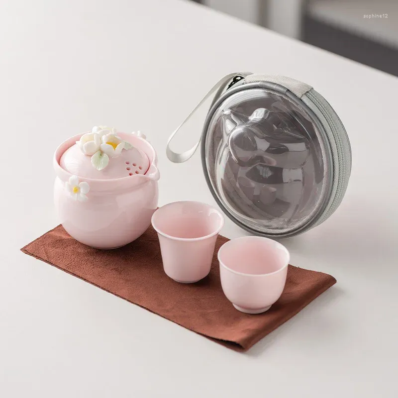 Teaware -sets Travel Tea set een pot twee kopjes dames Express Cup Outdoor draagbare tas