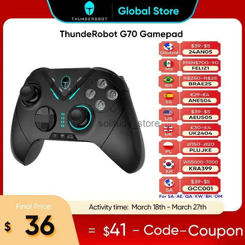 Controladores de juegos Joysticks Thunderobot G70 GamePad Professional Buletooth Wireless Vibration Joystick Controlador para Swindow Windows PC Steam TV Q240407