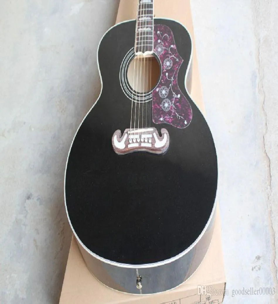 HHHB Custom Shop Nowy przylot świerk czarny SJ200 Strings Acoustic Guitar bez Fisherman Pickups9811947