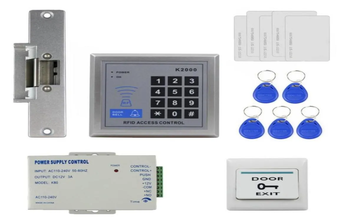 Système de contrôle d'accès Diysecur Remote Contrôle RFID Lecteur complet Kit complet Set Electric Strike Door Lock Alimentation K200078532872587631