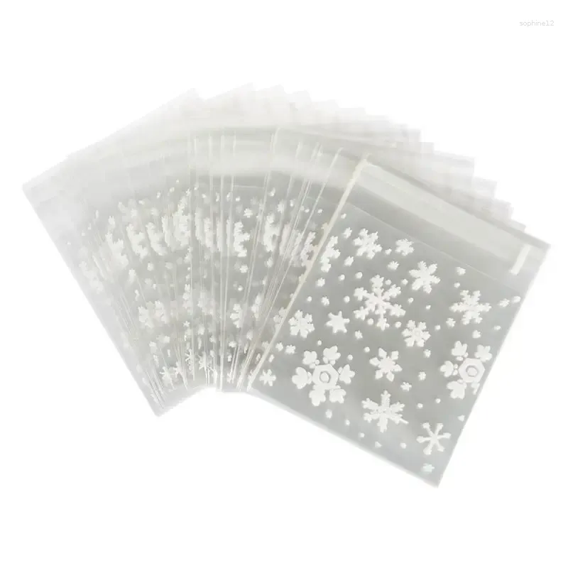 Gift Wrap Promotion! 100 Pcs Sachets Pouches White Snowflake Packaging Bag For Cookies Biscuits Christmas Candies