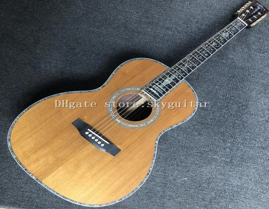 Factory Nieuwe 39 000 Hoogwaardige akoestische gitaar Solid Red Pine Top Rosewood -zijkanten en achterkant Ebony Benony Fearone Real Abalone Bind7044019