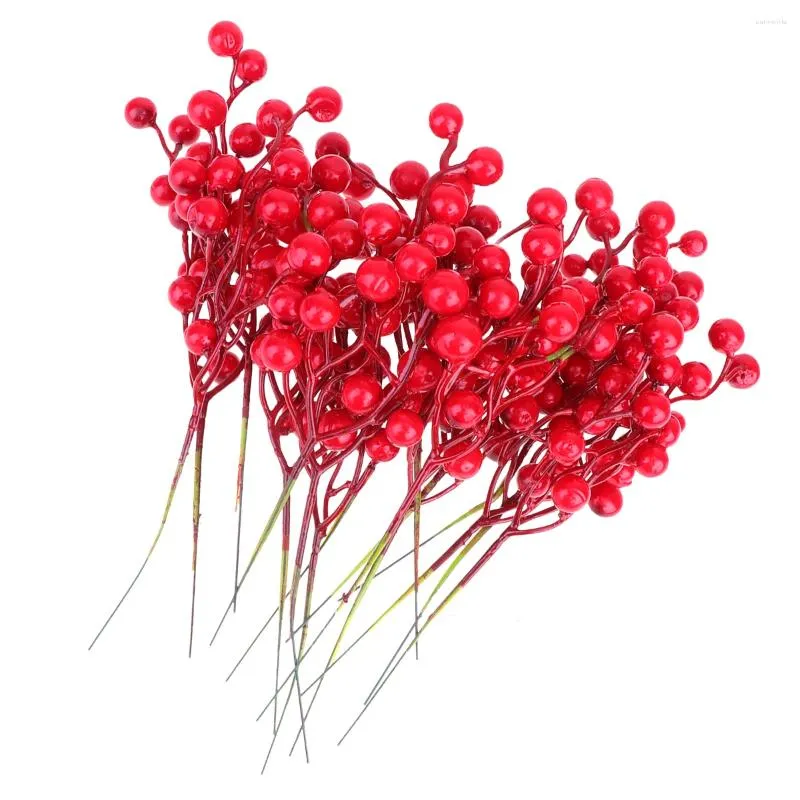 Decorative Flowers Xmas Berries Simulation Picks Red Berry Adornments Artificial Christmas Flower Garlands