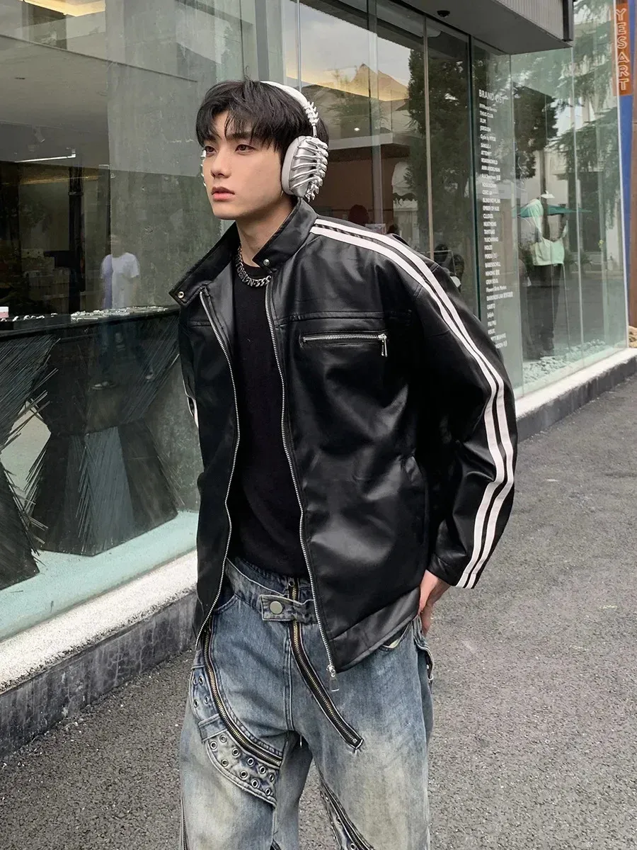 Ameri】RETRO FAKE LEATHER JACKET