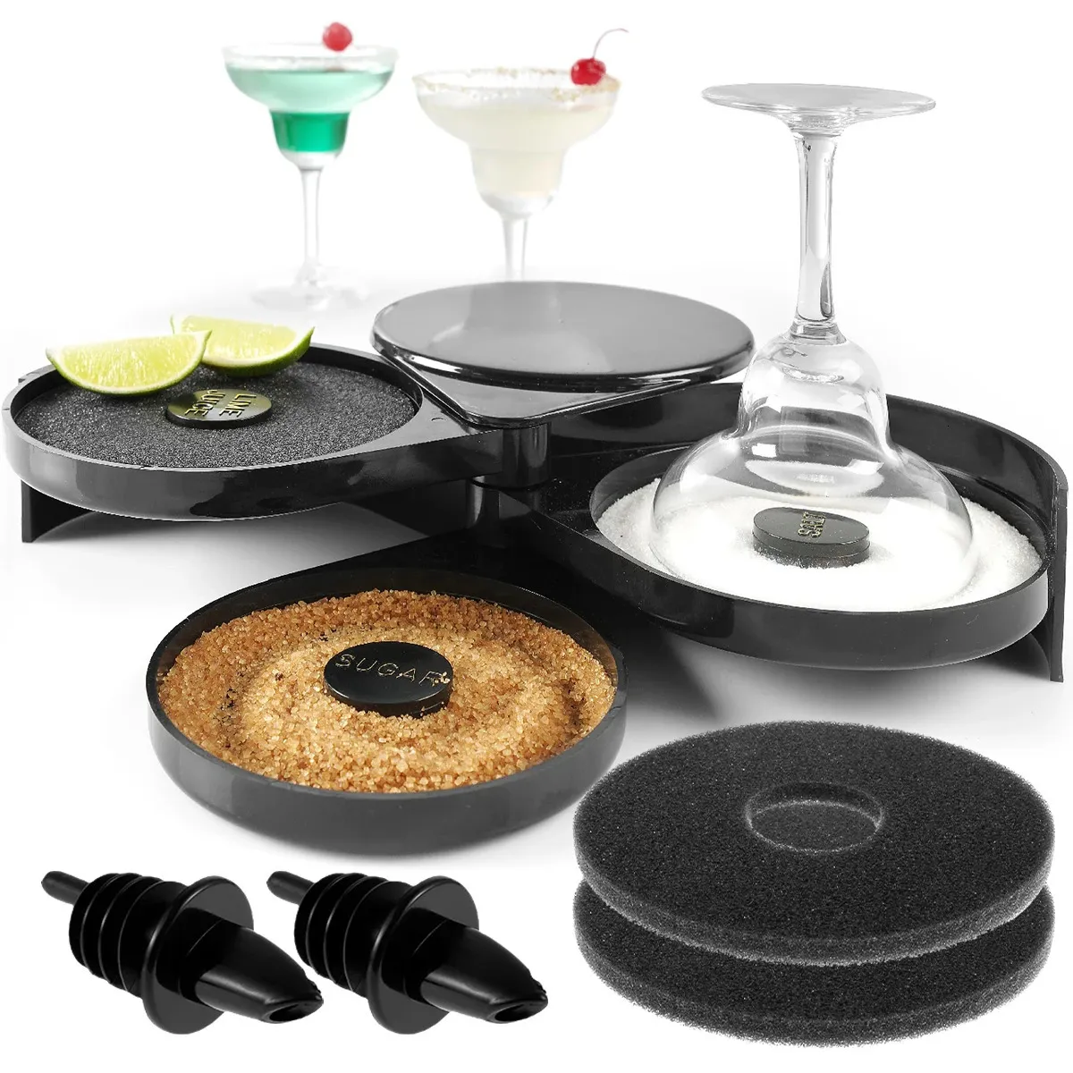 Bar Rimmer Tool Salt Rimmer Set, 3-Tier Foldable Bar Glass for Cocktails, Rimming ...