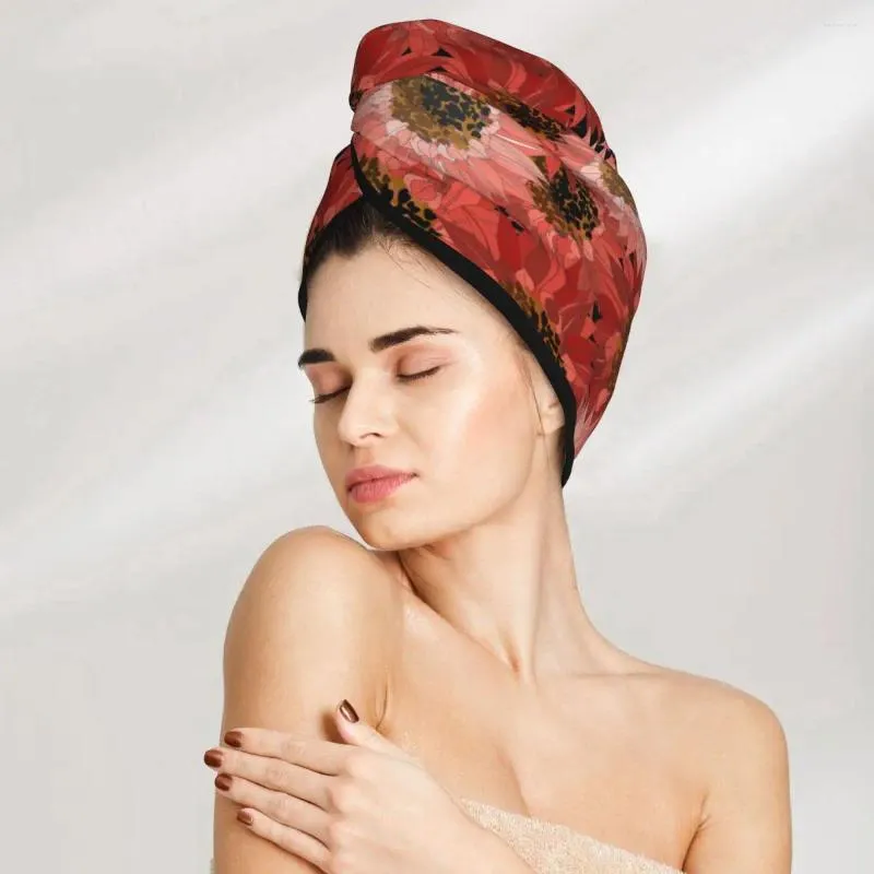 Asciugamano asciugatura cappello di asciugatura rossa rasoli a tappo per bagno microfibertowel turbante