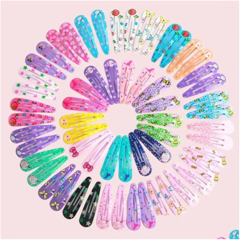 Accessoires de cheveux 20 / 30pcs Colorf Baby Girls Clips Femmes Grlles Migne Metal Star Hairpin Print Barrettes Clip Couvoiries Livraison Drop Livrot Otvxf