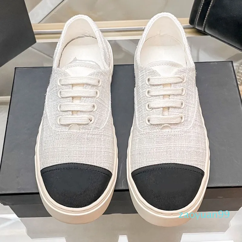 15A New Designer Sports Shoes Women Thick Sole Sports Shoes Luxury Spliced Cotton Fabric Letter Decoration Casual Shoes Classic TPU Rubber Sole Flat Heel Brand