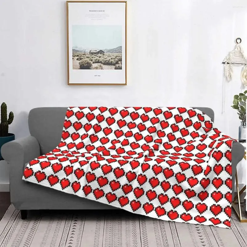 Filtar rött hjärtmönster kasta filt söt tryck flanell fleece fuzzy utomhuspicknick för säng soffa