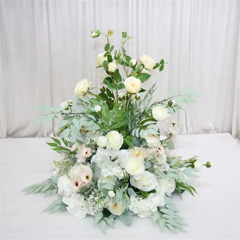 Decorative Flowers Custom Wedding Road Flower Arrangement Simulation Silk Forest Lawn Background