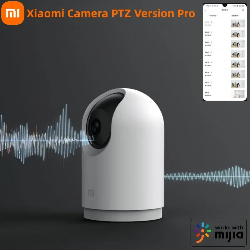 Cameras Xiaomi Smart Camera PTZ Pro 2K+3Million Pixels AI Humanoid Detection Dual Mic Noise Reduction Security Cam View Baby Monitor