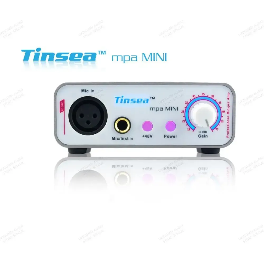 アクセサリーTINSEA MINI 70DBゲイン調整可能なマイクプリアンプダイナミックマイクゲインアンプがコンデンサーマイク用の48Vファントムパワーを備えています