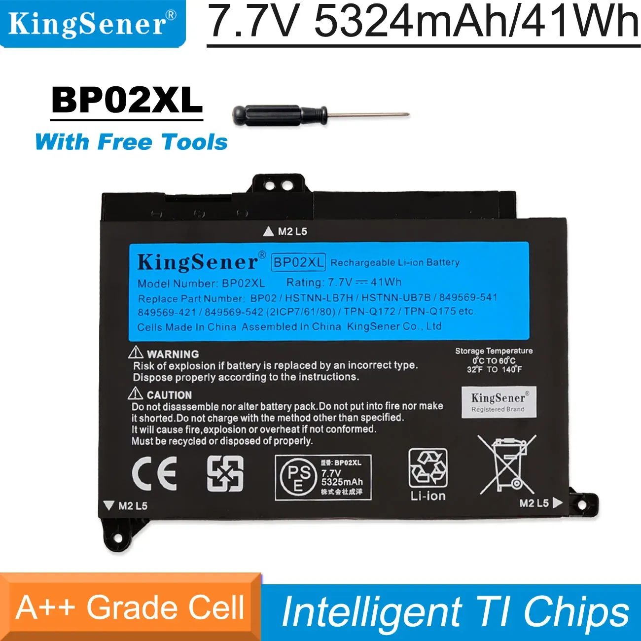 Piller Kingsener BP02XL HP Pavilion PC 15 15U 849909850 849569421 TPNQ172 TPNQ175 HSTNLB7H BP02041XL 5324MAH