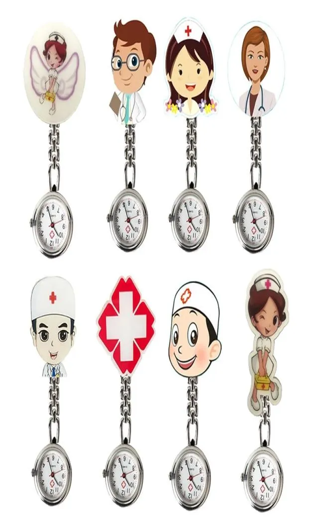 Moda Beautiful Nurse 3D Cartoon Girls Ladies Women Nurses Watches Unisex Doctor Medical FOB Pocket Hang Clip Clock6066857