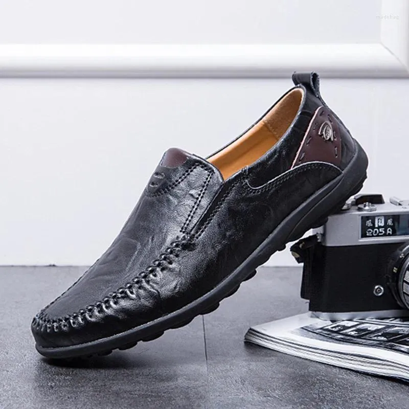 Casual schoenen Reetene echte lederen mannen comfortabel slip-on rijden buiten flats loafers zapatos hombre 37-47