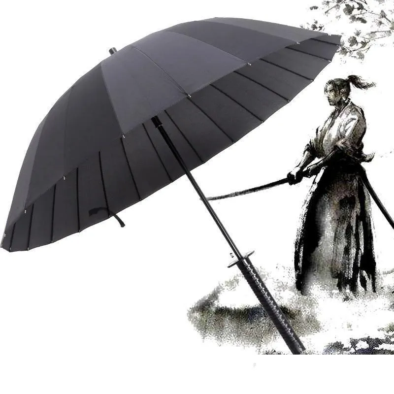 Paraplyer kreativa samurai långt handtag svärd paraply stark vindtät sol regn rak affärsmän paraguas droppleverans dhs0x