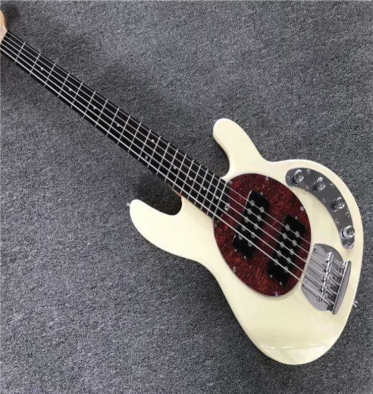 New 5 strings Active Circuit White Body Electric Bass Guitar with Chrome hardwareMaple fingerboardoffer customize6477927