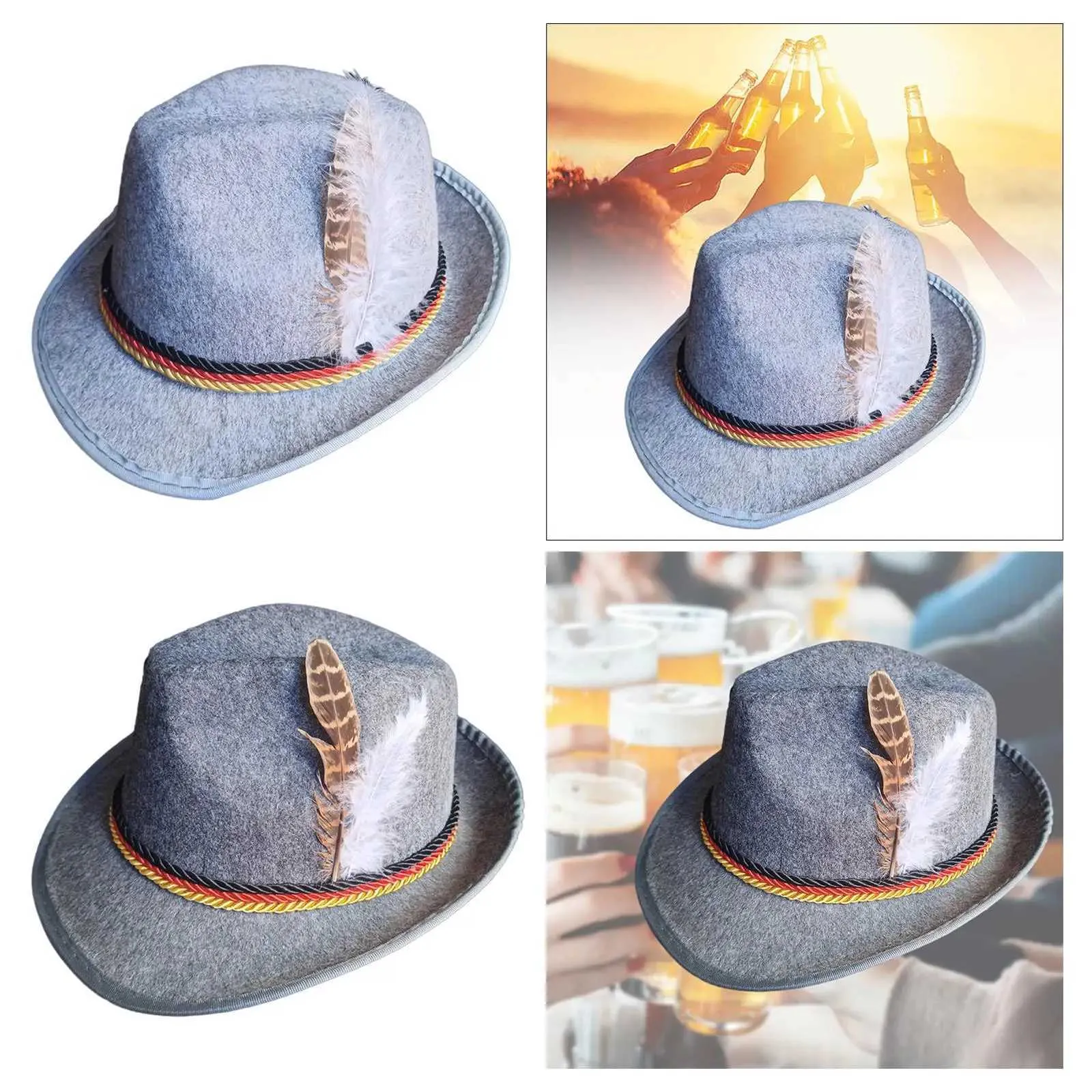 Fedora Hat for Men Trilby Panama Hat Classic Dress Decor Cosplay Curled Brim Cap for Cocktail Party Beach Events Travel German