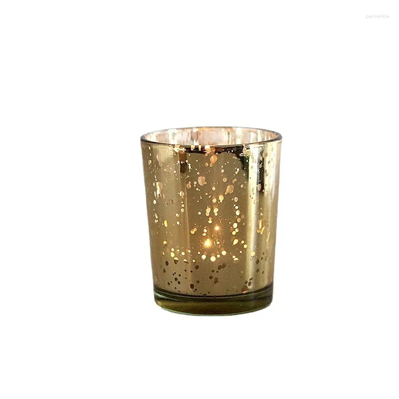 Ljushållare burk kopp glas tom elektropläterad ljusstake innehavare hushålls doft julbehållare