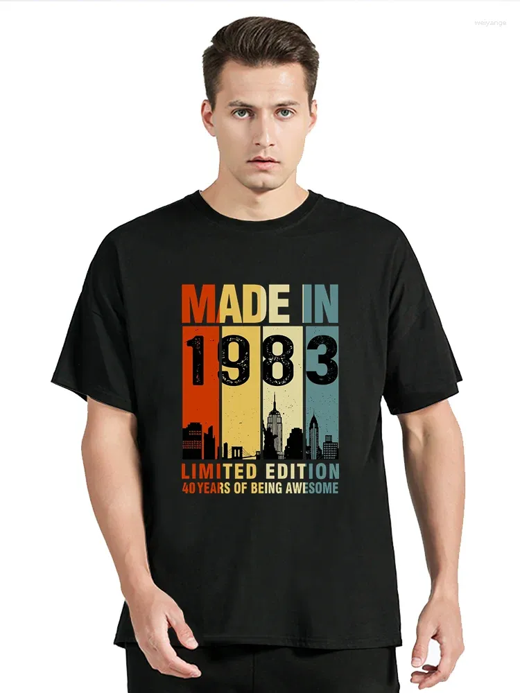 Erkekler T Shirts Classic 1983 Retro Doğum Girmiş Erkekler İçin Kadınlar Eski Hediyeler Vintage T-Shirt Sınırlı Sınırlı Baba Günleri Tshirt Pamuk Tees Tops