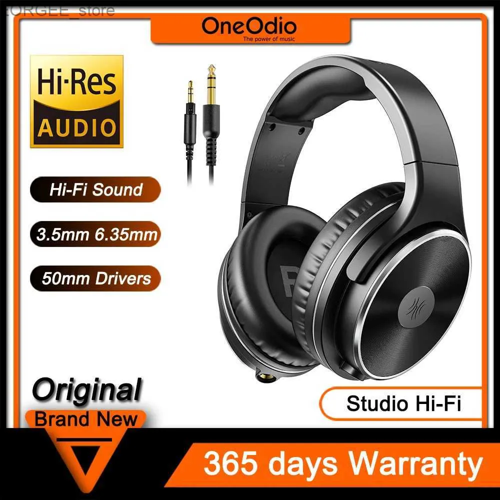 Mobiele telefoon oortelefoons Oneodio Studio Hi-Fi Hoofdtelefoon Hoge resolutie Sound Deep Bass Wired Headset met 50 mm Neodymium-stuurprogramma's ideaal voor muziek Creëer Y240407