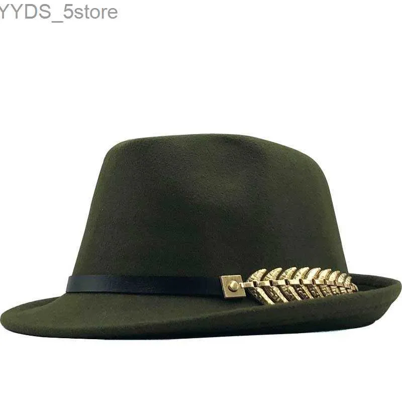 قبعات حافة واسعة دلو البسيطة الصوف النسائي فيدورا شتاء قبعة شتوية العصابات Trilby