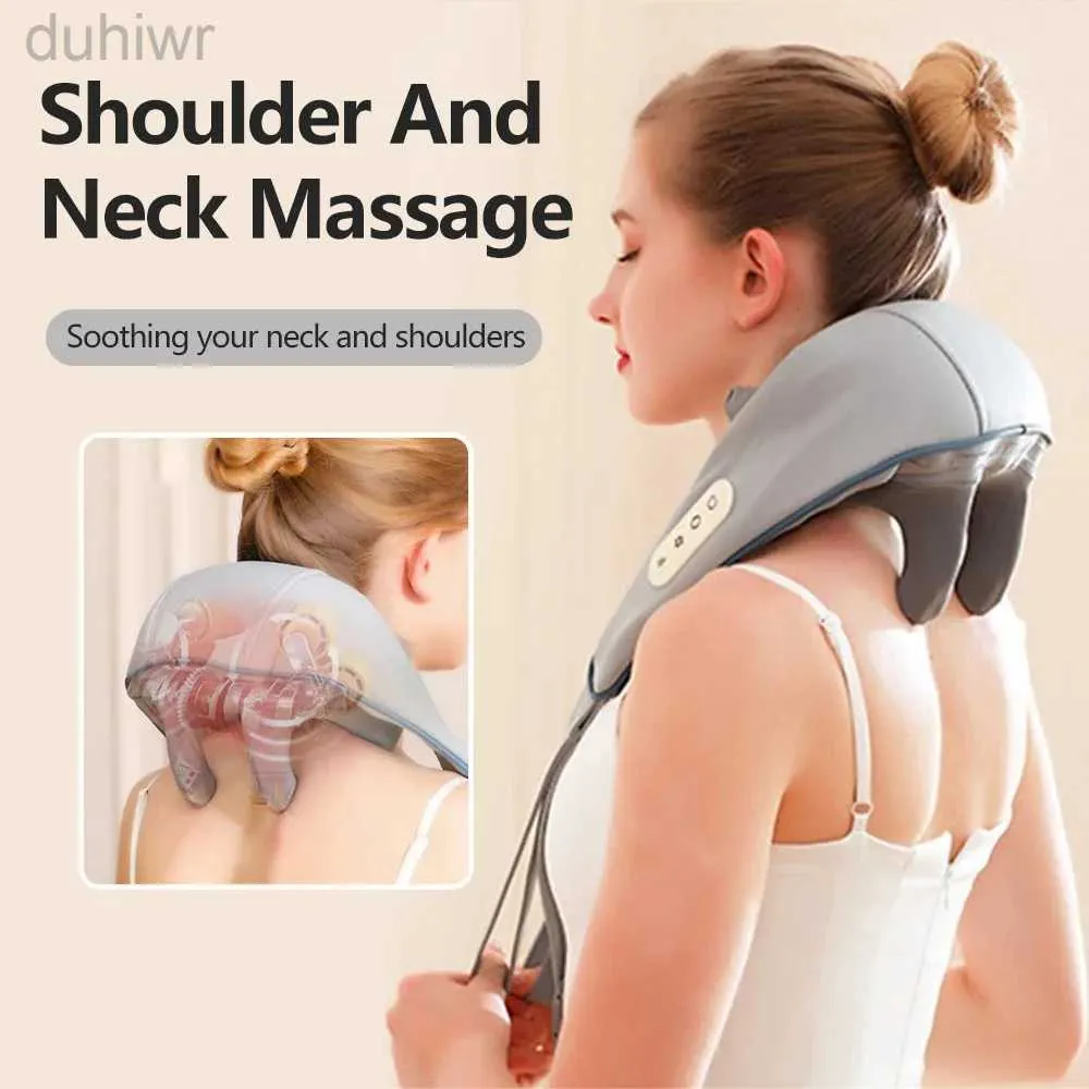 Helkroppsmassager 5D Knådning Shiatsu Massage Shawl Neck Chiropractic Massager för axel Smärtlindring Värme Nackmassageador Massagem Ny 240407