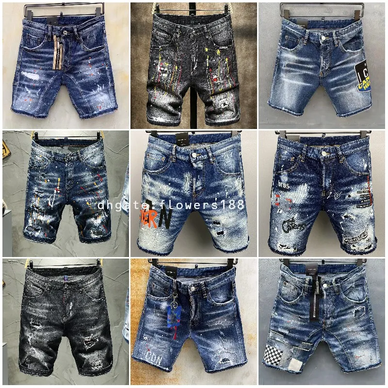 Herren Shorts Zweiter Platz roter Männer mit mittlerer Kalfhosen Mode gedruckte Hosen Schlanker Fit Cotton Elastic Shorts Herren Wasserzeichen Denim Denim