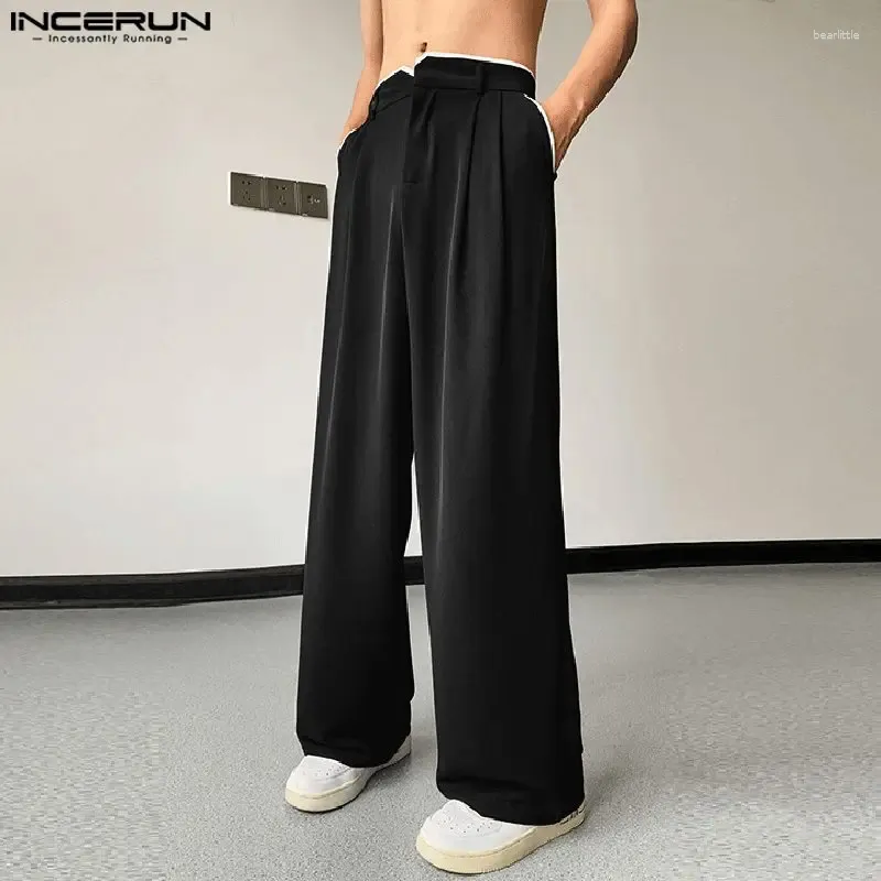 Pantalon masculin Incerun 2024 Corée Men de style coréen Solie Pant Fashion High Street Design Pantalons Drape décontracté Ligne large pantalon S-5XL