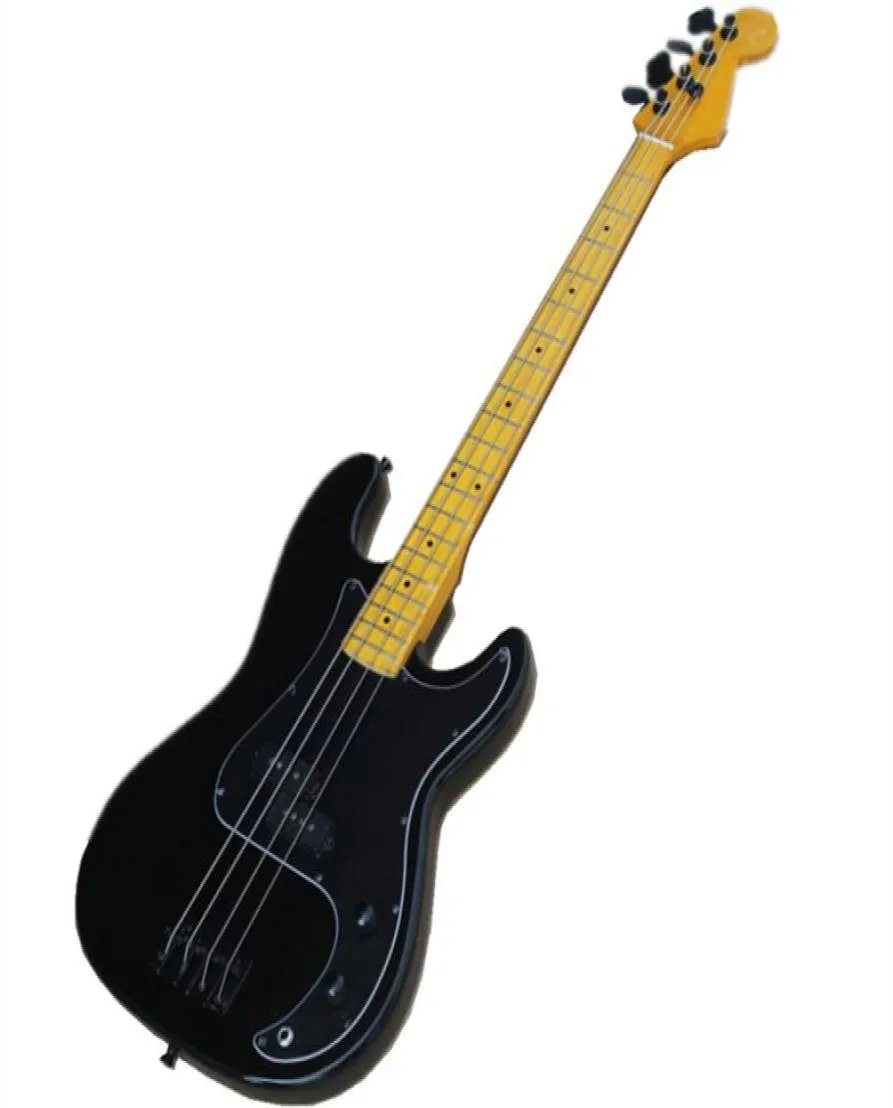 Custom 4 strings Retro Yellow Maple Fingerboard Electric Bass Guitar with Black hardwarepickguard2 pickupsoffer customize2970739