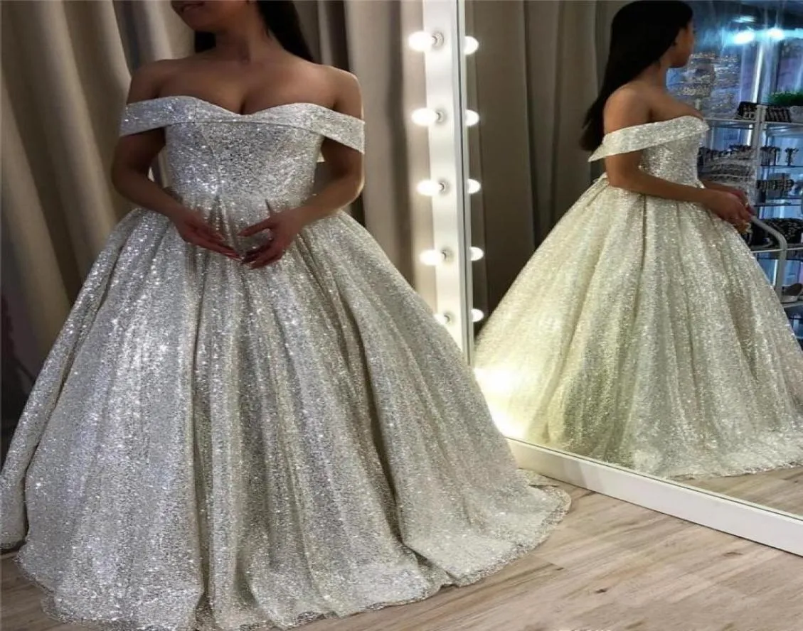 Silver Sequin Prom Dress Dubai Arabic African Black Girls A Line Country Garden Formal Bride Evening Gowns Custom Made Plus Size5860737