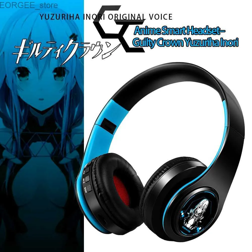 Tear fones de ouvido Celular Crown Crown Yuzuriha Inori Cosplay Headset Over Head Game Bluetooth Headphone Fashion Student Gift Y240407