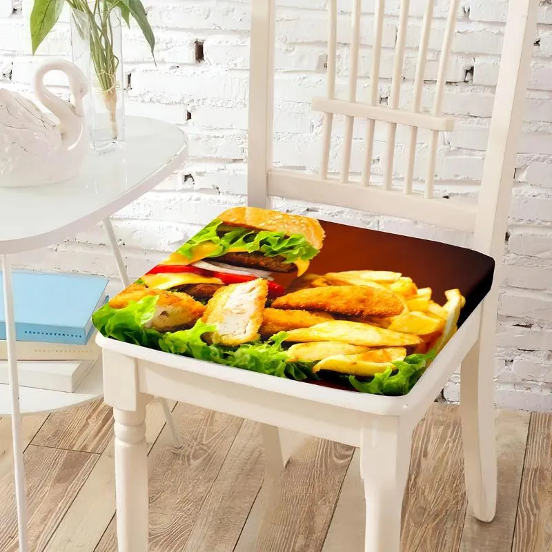 Oreiller gastronomie hamburger chaise de chaise de tapis carrée car siège des étudiants respirants tabourets de tabourets offices chaises coussin décor de salon décor de salon