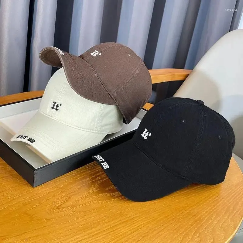 Ball Caps 2024 Fashion Letter Embroidery Baseball Cap Wide Brim Men Women Couple Show Face Small Soft Top All-Matching Peaked