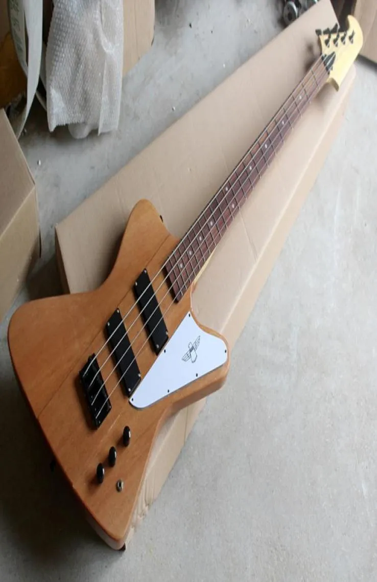 Factory Custom 4String Natural Wood Color Electric Bass Guitar med Rosewood Fingerboard Black Hardwareswhite PickGuardoffer CU1461389