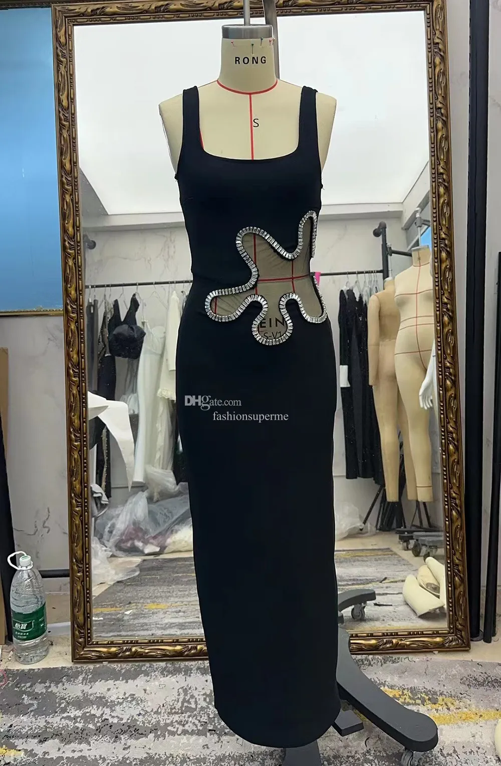 black mesh rhinestone dress Black Rhinestone Sleeveless Ruched Mesh Midi Dress – PinkBlush