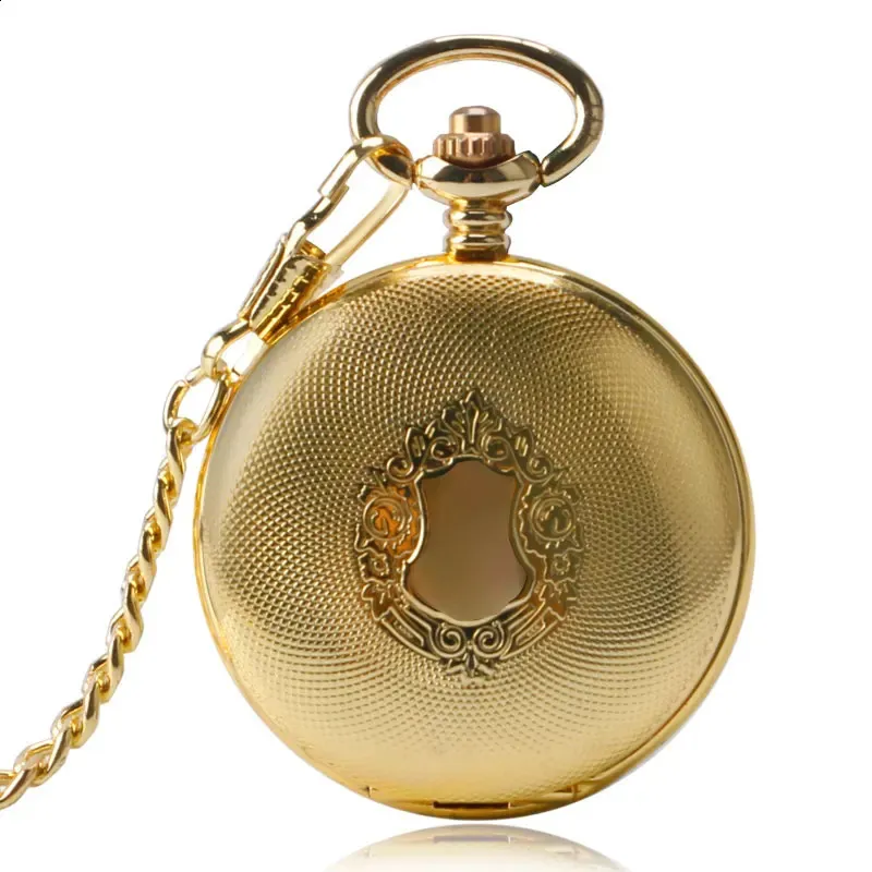 Golden Automatische mechanische pocket horloge FOB voor verpleegkundige luxe mode trendy stijlvolle schild hanger mannen vrouwen kerstcadeau 240327
