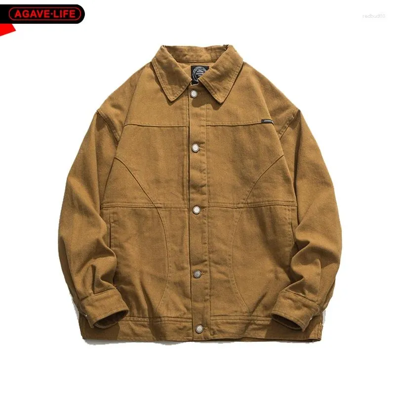 Men's Jackets Japanese Solid Color Tooling Jacket Men Spring Autumn High Street Casual Cardigan Outwears Student Handsome Long-sleeve Coat