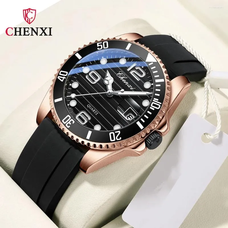 Montre-bracelets Chenxi8285 Marque Original Men's Quartz étanche Date Silicone Sprap Sports Loisir pour les hommes