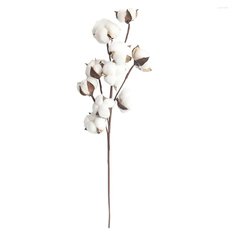 Fleurs décoratives Coton Flower Pick Simulation 10 Branches séchées Farmhouse Vase remplisseurs de table de table pour décorations de Noël