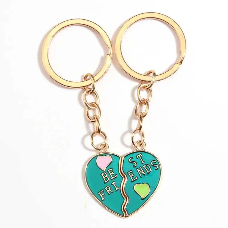 Chaços de chaves  Chaves de esmalte fofo Unicorn Heart Heart Jigslaw Puzzle Key Ring Best Friends Chains Gifts Gifts