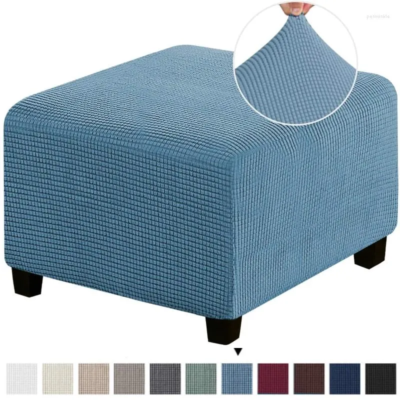 Stol täcker rektangel Polar Fleece Foot Pall Cover Stretch Ottoman Slipcover All-Inclusive Bench Footrost Fall för hemmöbler Protector