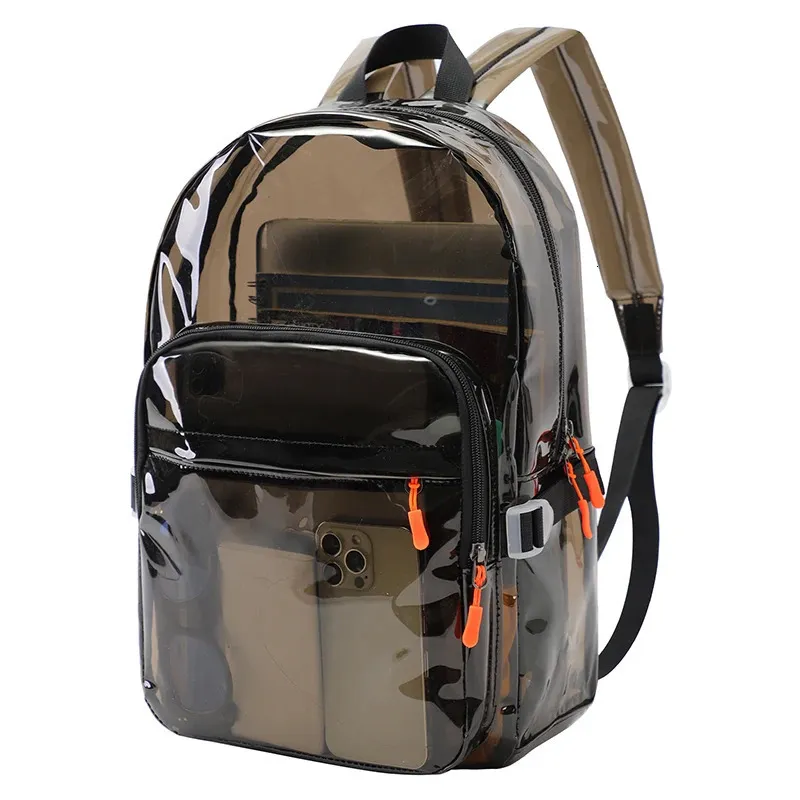 Zaino da donna TINYAT in PVC, leggero, impermeabile, trasparente, con molteplici tasche, ideale per laptop e sport all'aria aperta (modello 241107)._voghion.com