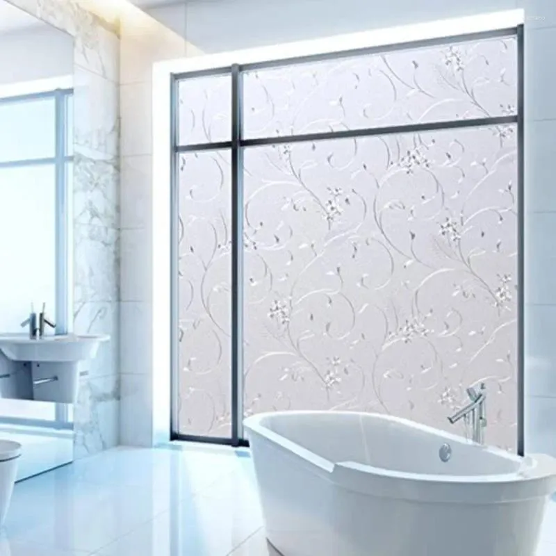 Window Stickers 1PC Translucent Frosted Rattan Pattern Film Electrostatic Kitchen Sliding Door Glass