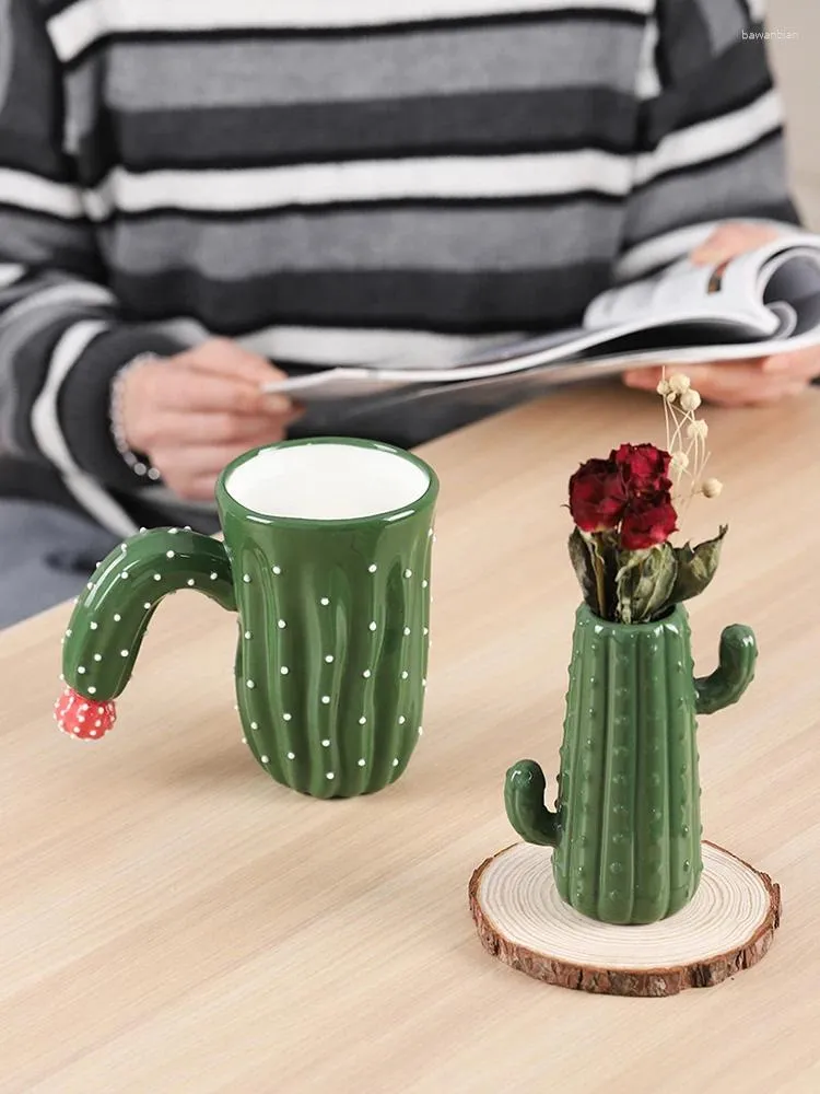 Mugs Cactus Creative Personality Trend High Value iPartment Ceramic Lovers Super Cute Mug With Lid Coffee