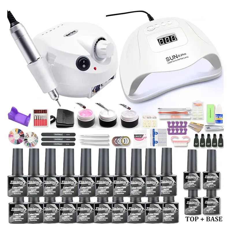 Set di smalti per unghie gel a clip da 2000035000 giri / min kit hine per perforazione con strumenti per manicure a LED UV Set di chiodi set di unghie UV Builder gel