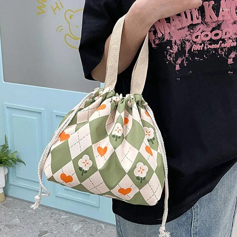 Schoudertassen emmertas minimalistische modeprint bloemen canvas trendy handtassen schattig grote capaciteit crossbody