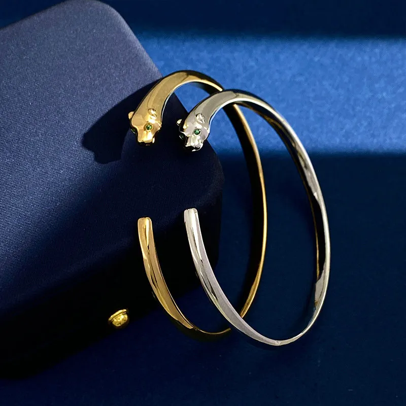 Bracelets bracelets Gold / or blanc plaqué lisse de léopard lettre tampons verrouillage des bijoux