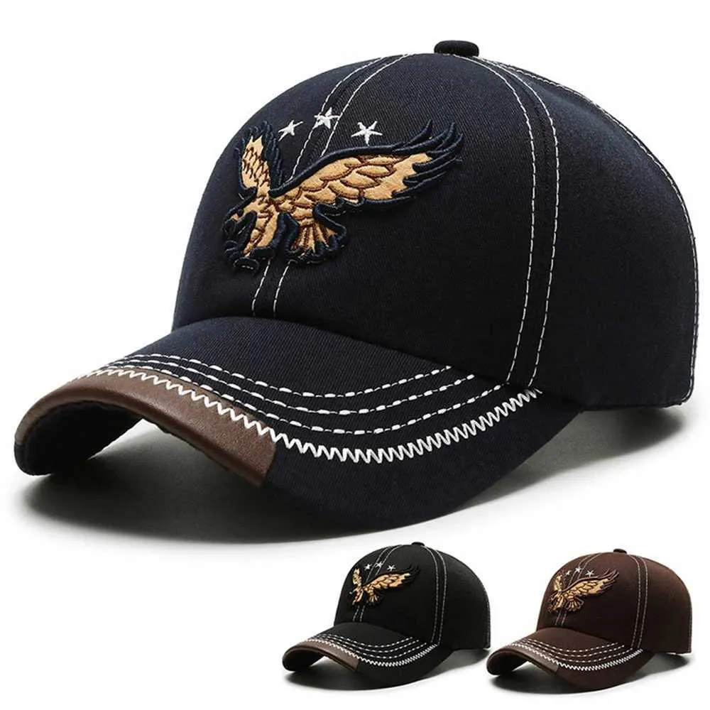 Ball Caps Fashion Eagle Broidered Mens Hat 2023 New Outdoor Golf Womens Sports Button Breatte Cotton Baseball Sun Q240403
